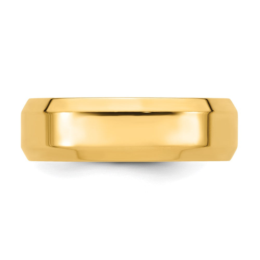 14k Yellow Gold 7mm Beveled Edge Comfort Fit Wedding Band