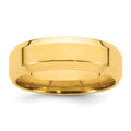14k Yellow Gold 7mm Beveled Edge Comfort Fit Wedding Band