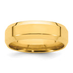 14k Yellow Gold 7mm Beveled Edge Comfort Fit Wedding Band
