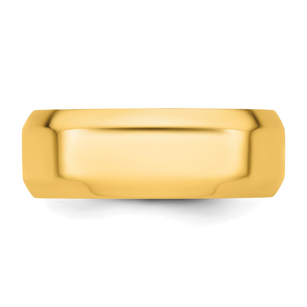 14k Yellow Gold 8mm Beveled Edge Comfort Fit Wedding Band