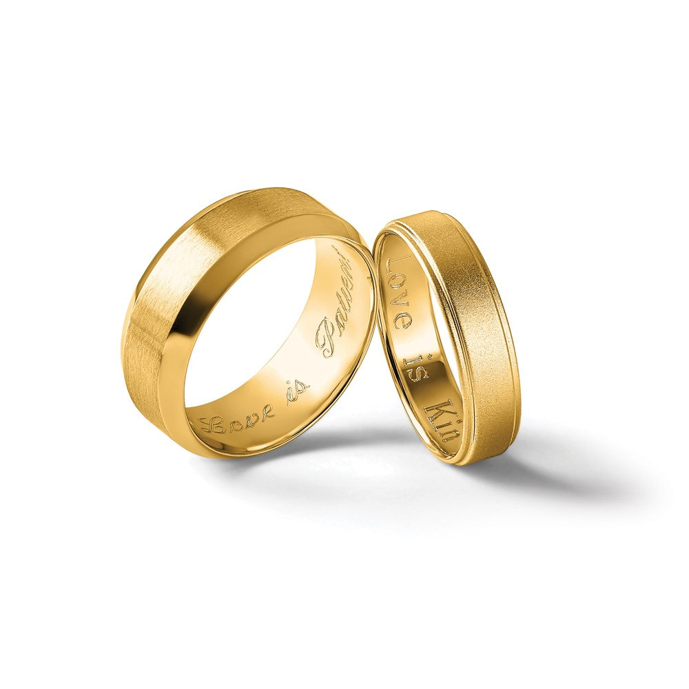 14k Yellow Gold 8mm Beveled Edge Comfort Fit Wedding Band