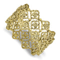 1928 Jewelry Brass-tone Wide Filigree Floral Pattern Link Stretch Bracelet