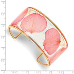 24K Gold-trim Pink Real Rose Petal Cuff Bangle Bracelet