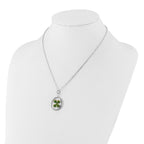 Silver Trim Real Four Leaf Clover in Oval 20 inch Silver-plated Chain Necklace