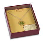 Silver Trim Real Four Leaf Clover in Heart 20 inch Silver-plated Chain Necklace
