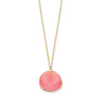 24K Gold-trim Lacquer Dipped Pink Real Rose Petal 20 inch Gold-tone Necklace