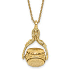 1928 Jewelry Gold-tone Three Sided Spinning Floral Pattern Oval 13mm Lockets 30 inch Necklace Holds 6 Photos