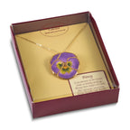 24K Gold-trim Lacquer Dipped Lilac Real Pansy 20 inch Gold-tone Necklace