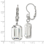 1928 Jewelry Silver-tone Clear Emerald Cut Crystals Dangle Leverback Earrings