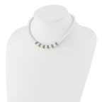1928 Silver-tone Clear Crystal and Simulated Pearl 15in w/ 3in ext Necklace