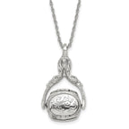 1928 Jewelry Silver-tone Three Sided Spinning Floral Pattern Oval 13mm Lockets 30 inch Necklace Holds 6 Photos