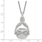 1928 Jewelry Silver-tone Three Sided Spinning Floral Pattern Oval 13mm Lockets 30 inch Necklace Holds 6 Photos
