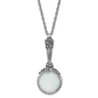 1928 Jewelry Silver-tone Textured Vintage Handle 4-5X Magnifying Glass 30 inch Necklace