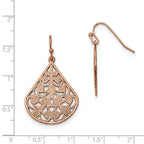 1928 Jewelry Copper-tone Filigree Pear Shaped Dangle Earrings