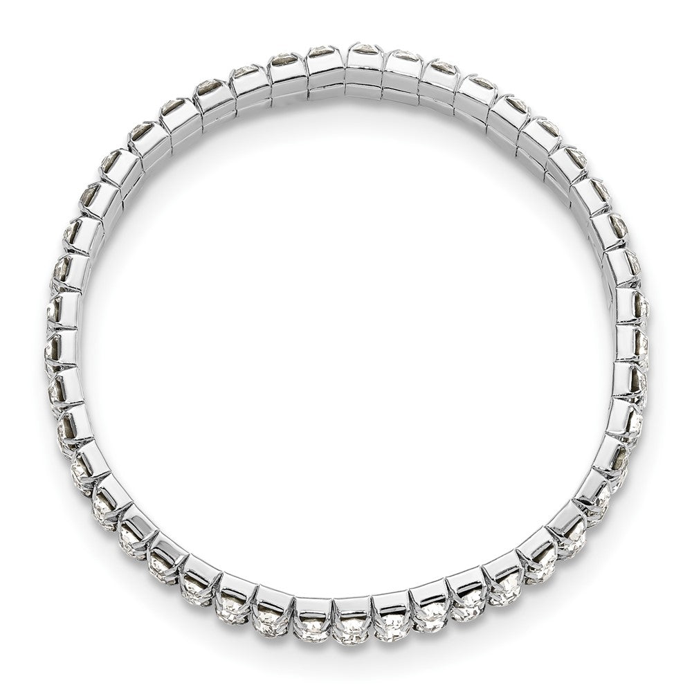 1928 Jewelry Silver-tone Sparkling Clear Crystal Two Row Stretch Bracelet
