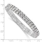 1928 Jewelry Silver-tone Sparkling Clear Crystal Two Row Stretch Bracelet
