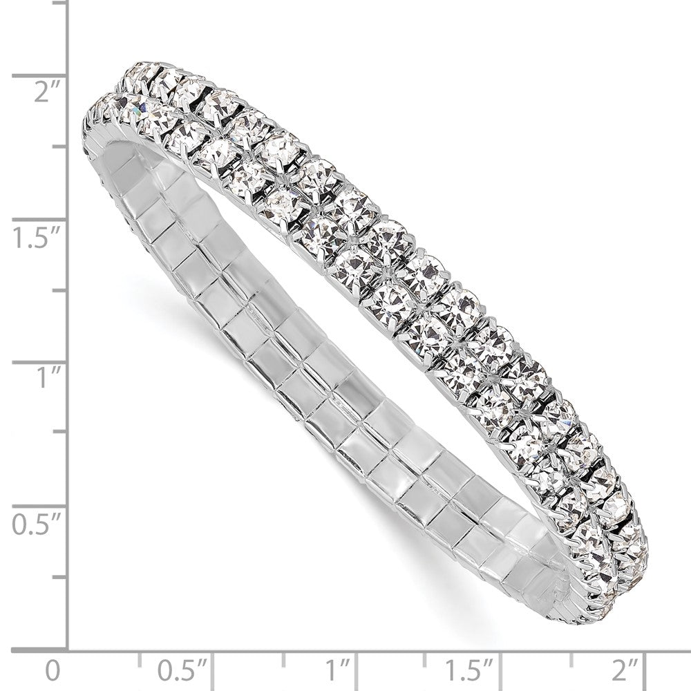 1928 Jewelry Silver-tone Sparkling Clear Crystal Two Row Stretch Bracelet