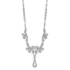 1928 Jewelry Silver-tone Sparkling Clear Crystals from Swarovski Teardrop Adjustable 15 inch Vintage Style Necklace with 3 inch extension