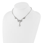 1928 Jewelry Silver-tone Sparkling Clear Crystals from Swarovski Teardrop Adjustable 15 inch Vintage Style Necklace with 3 inch extension