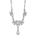 1928 Jewelry Silver-tone Sparkling Clear Crystals from Swarovski Teardrop Adjustable 15 inch Vintage Style Necklace with 3 inch extension