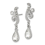 1928 Jewelry Silver-tone Sparkling Clear Crystal from Swarovski Teardrop Vintage Style Dangle Post Earrings