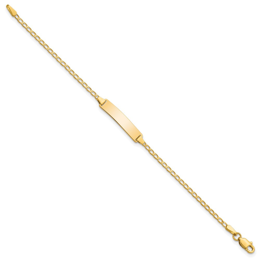 14k Polished Solid Chain/Solid Plate Flat Curb Link 22.5x4.8mm Plate 6 inch Baby/Child ID Bracelet