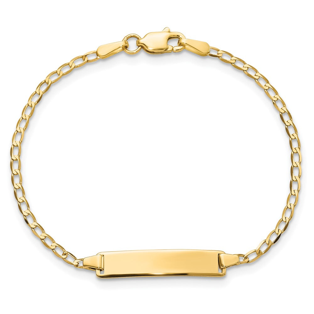 14k Polished Solid Chain/Solid Plate Flat Curb Link 22.5x4.8mm Plate 6 inch Baby/Child ID Bracelet