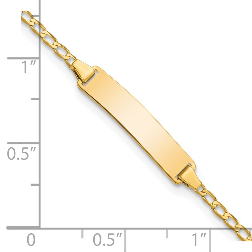 14k Polished Solid Chain/Solid Plate Flat Curb Link 22.5x4.8mm Plate 6 inch Baby/Child ID Bracelet