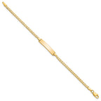 14k Polished Solid Chain/Solid Plate Flat Curb Link 22.5x4.5mm Plate 6 inch Baby/Child ID Bracelet