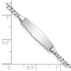 14k White Gold Polished Solid Chain/Solid Plate Flat Curb Link Soft Diamond Shape 19.5x6mm Plate 6 inch Baby/Child ID Bracelet