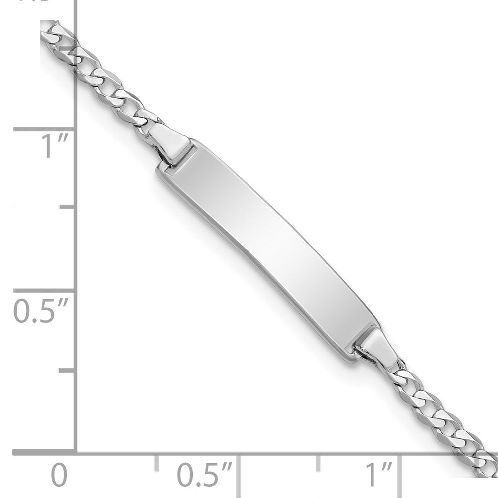14k White Gold Polished Solid Chain/Solid Plate Flat Curb Link 20x4.2mm Plate 5.5 inch Baby/Child ID Bracelet