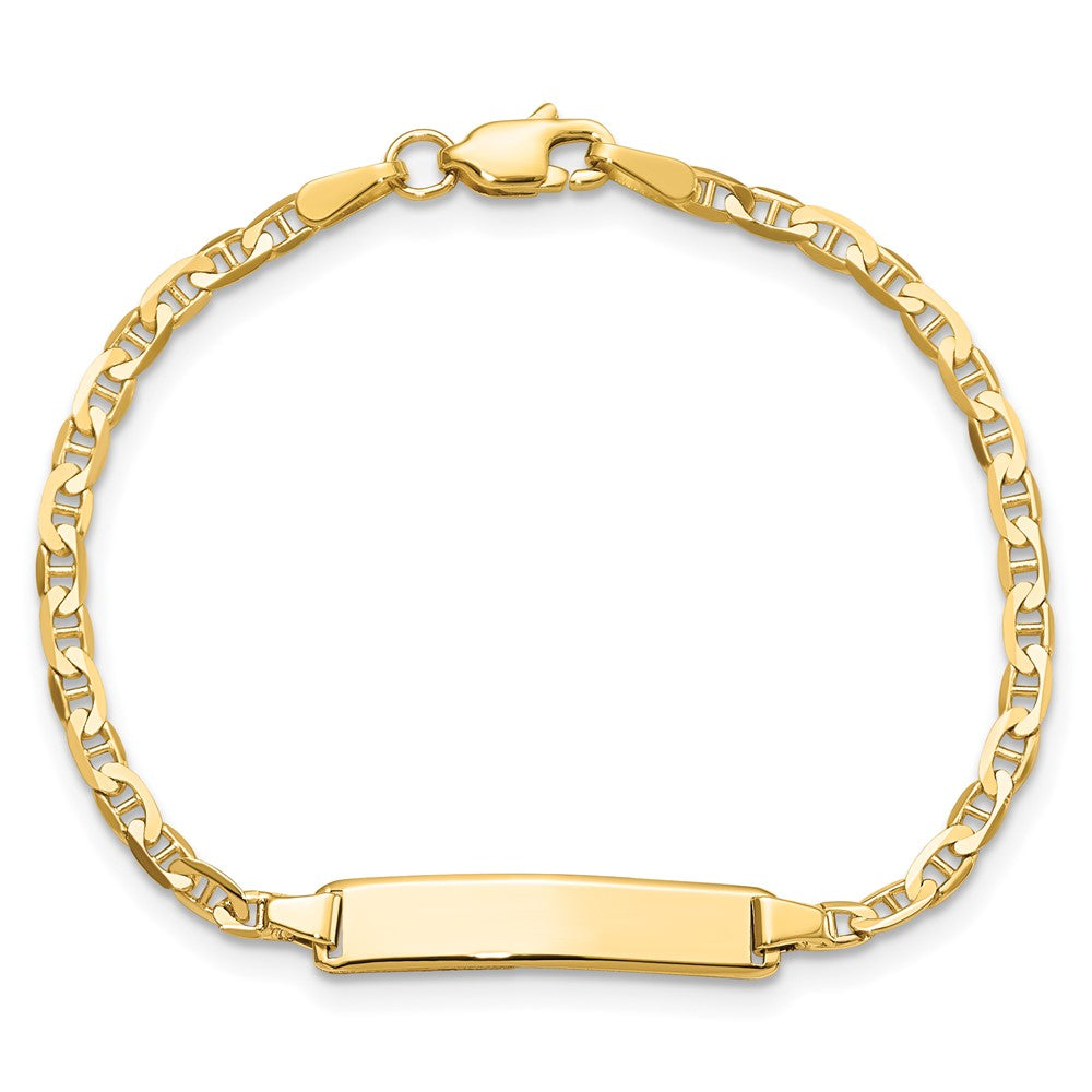 14k Polished Solid Chain/Solid Plate Flat Anchor Link 20x4mm Plate 5.5 inch Baby/Child ID Bracelet