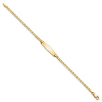 14k Polished Solid Chain/Solid Plate Flat Anchor Link Soft Diamond Shape 19.5x5.2mm Plate 6 inch Baby/Child ID Bracelet