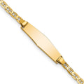 14k Polished Solid Chain/Solid Plate Flat Anchor Link Soft Diamond Shape 19.5x5.2mm Plate 6 inch Baby/Child ID Bracelet