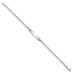 14k White Gold Polished Solid Chain/Solid Plate Anchor Link Soft Diamond Shape 19.5x5.5mm Plate 6 inch Baby/Child ID Bracelet