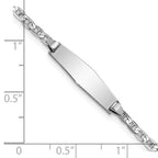 14k White Gold Polished Solid Chain/Solid Plate Anchor Link Soft Diamond Shape 19.5x5.5mm Plate 6 inch Baby/Child ID Bracelet