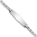 14k White Gold Polished Solid Chain/Solid Plate Anchor Link Soft Diamond Shape 19.5x5.5mm Plate 6 inch Baby/Child ID Bracelet