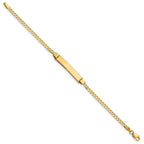14k Polished Solid Chain/Solid Plate Curb Link 26x5mm Plate 6 inch Baby/Child ID Bracelet
