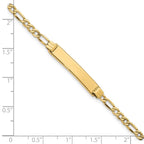 14k with Rhodium Polished Solid Chain/Solid Plate Pav‚ Curb Link 26x5mm Plate 6 inch Baby/Child ID Bracelet