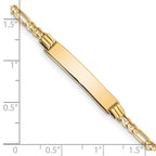 14k Polished Solid Chain/Solid Plate Figaro Link 26x5mm Plate 6 inch Baby/Child ID Bracelet