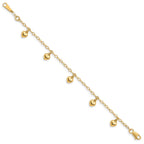 14K Puffed Heart 6 inch Childs Charm Bracelet