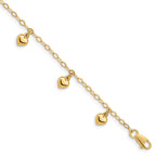 14K Puffed Heart 6 inch Childs Charm Bracelet