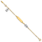 14k Two-tone Polished Teddy Bears and 18x5mm Plate 5.5 inch Baby/Child ID Bracelet with 0.5 inch Extender