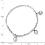 14k White Gold Polished Dangle Heart 6 inch Baby Bracelet
