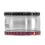NHL Chicago Blackhawks Pink & Black Crystal Stacked Ring Set