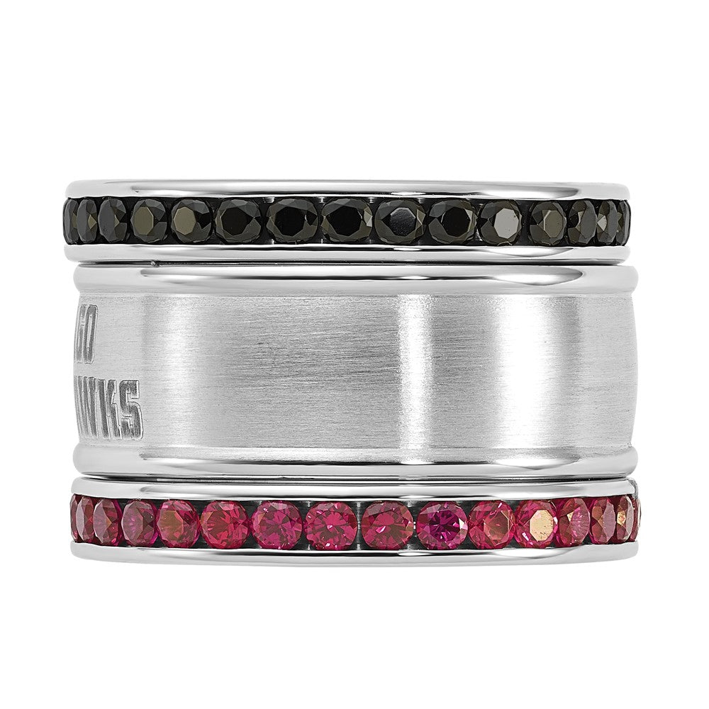 NHL Chicago Blackhawks Pink & Black Crystal Stacked Ring Set