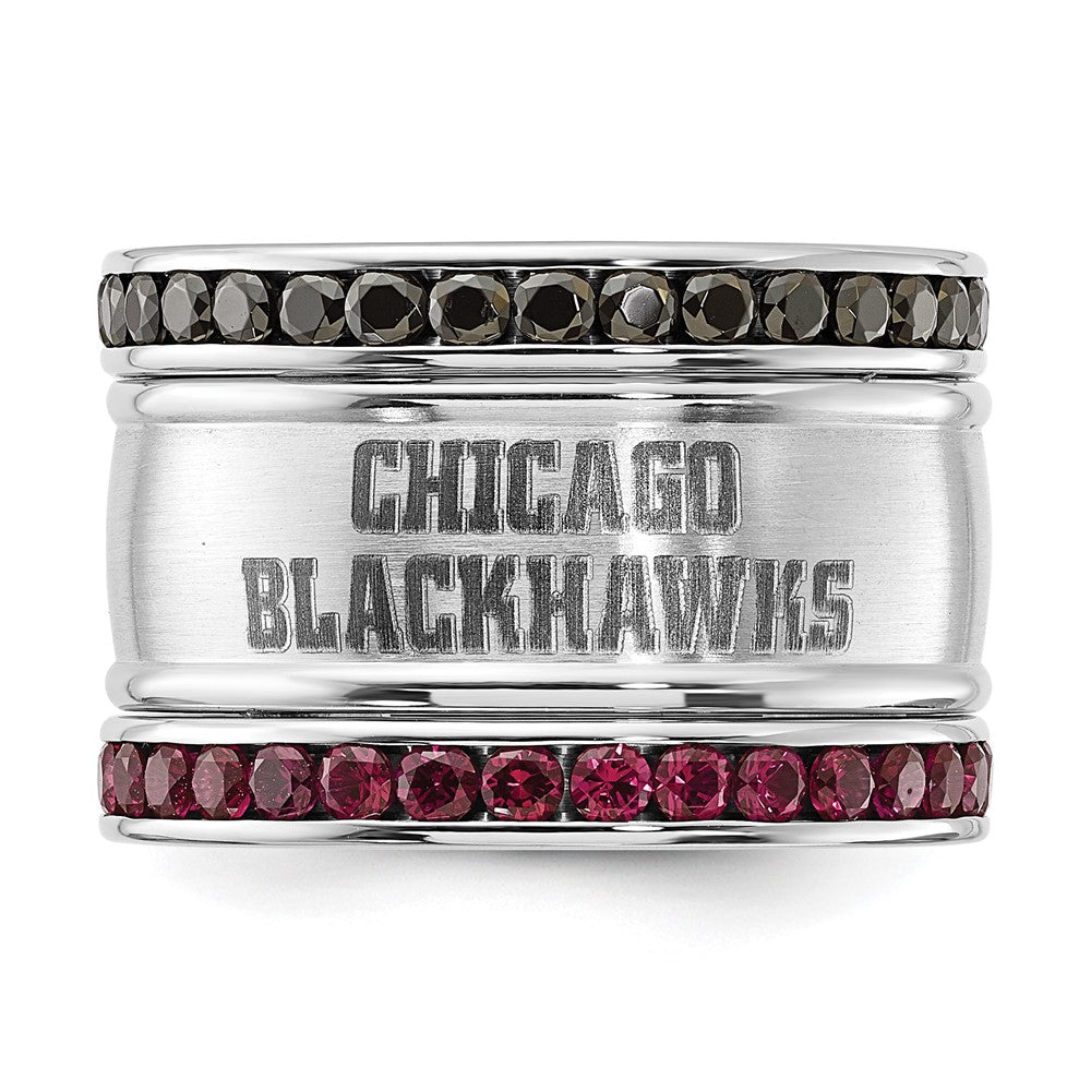 NHL Chicago Blackhawks Pink & Black Crystal Stacked Ring Set