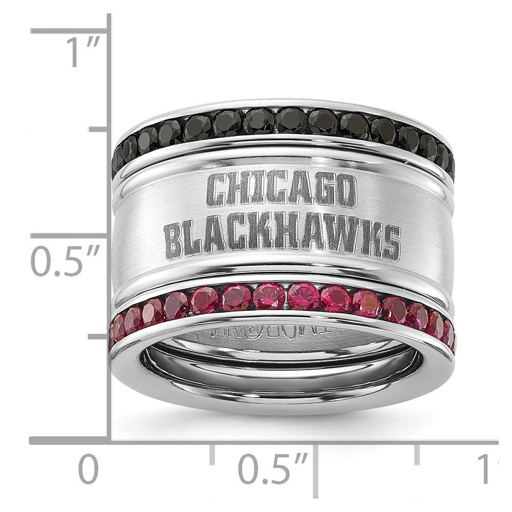NHL Chicago Blackhawks Pink & Black Crystal Stacked Ring Set