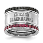 NHL Chicago Blackhawks Pink & Black Crystal Stacked Ring Set