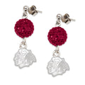 Sterling Silver NHL LogoArt Chicago Blackhawks Crystal Ovation Earrings